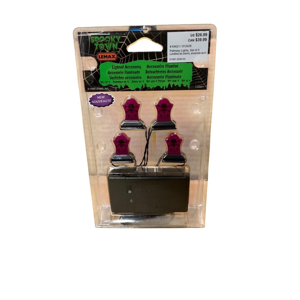 Lemax Spooky Town Lights 4 Purple Tombstone LED 64621 62612 Patient 64668 RIP